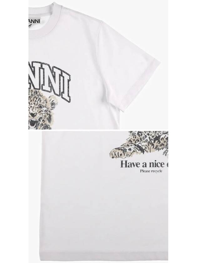 Logo Print Crew Neck Short Sleeve T Shirt White - GANNI - BALAAN 4