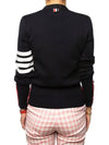 Milano Stitch 4 Bar Classic V Neck Fine Merino Wool Cardigan Navy - THOM BROWNE - BALAAN 6