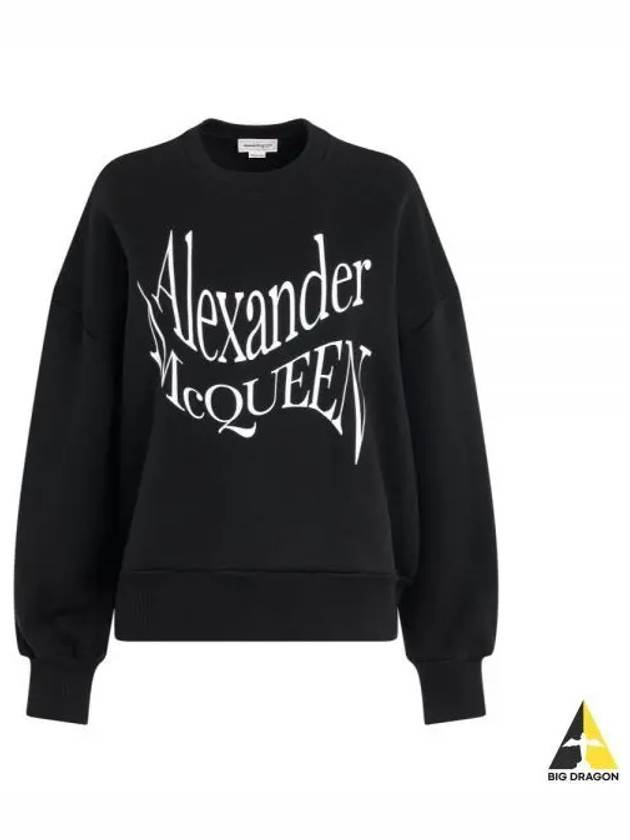 Warped Print Sweatshirt Black - ALEXANDER MCQUEEN - BALAAN 2