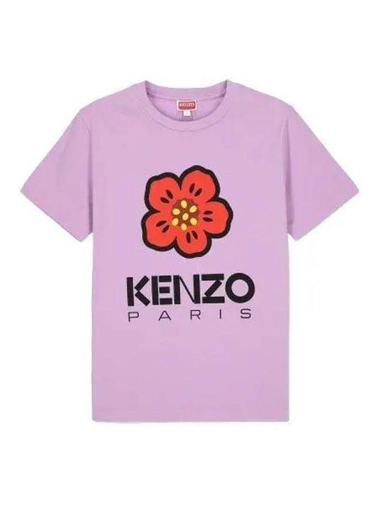 Balk Flower Short Sleeve T Shirt Lilac Tee - KENZO - BALAAN 1