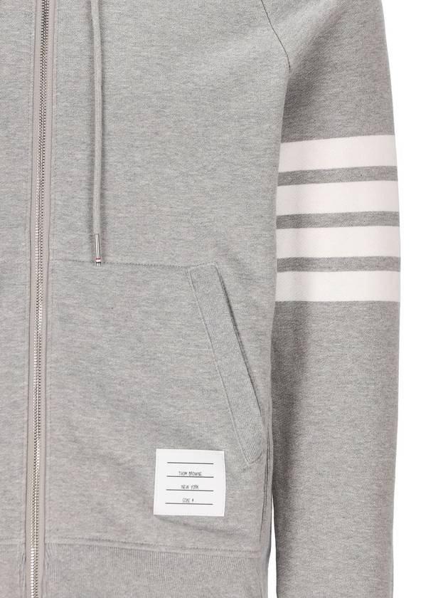 Engineered 4 Bar Diagonal Zip Up Hoodie Light Grey - THOM BROWNE - BALAAN 4