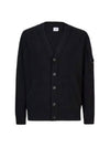 Men's Lens Wappen Lambswool Cardigan Black - CP COMPANY - BALAAN 2