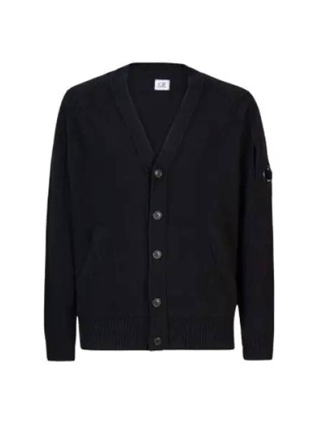 Men's Lens Wappen Lambswool Cardigan Black - CP COMPANY - BALAAN 2