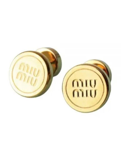 Round Logo Earrings Gold - MIU MIU - BALAAN 2