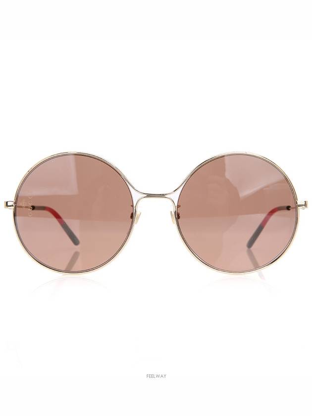 Gold Three Stripes Round Metal Women s Sunglasses GG0395SK - GUCCI - BALAAN 1