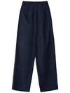 Wide Pin Tuck Linen Slacks Navy - LESEIZIEME - BALAAN 10