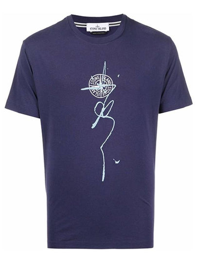 Ink One Printing Short Sleeve T-Shirt Blue - STONE ISLAND - BALAAN 2