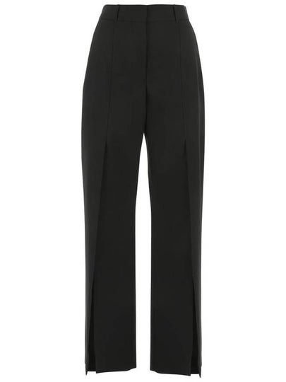 Women's Front Slit Wool Straight Pants Black - BURBERRY - BALAAN 2