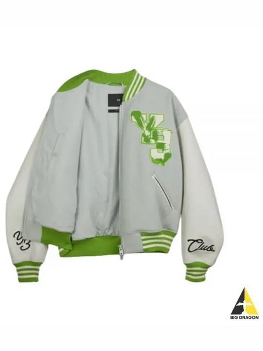 Letterman Striped Bomber Jacket Grey Green - Y-3 - BALAAN 2