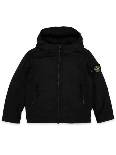 Kids Crinkle Reps Nylon Garment Dyed Zip Up Hoodie Black - STONE ISLAND - BALAAN 2