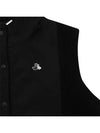 women's fleece hooded vest black - BLACK&WHITE - BALAAN 4