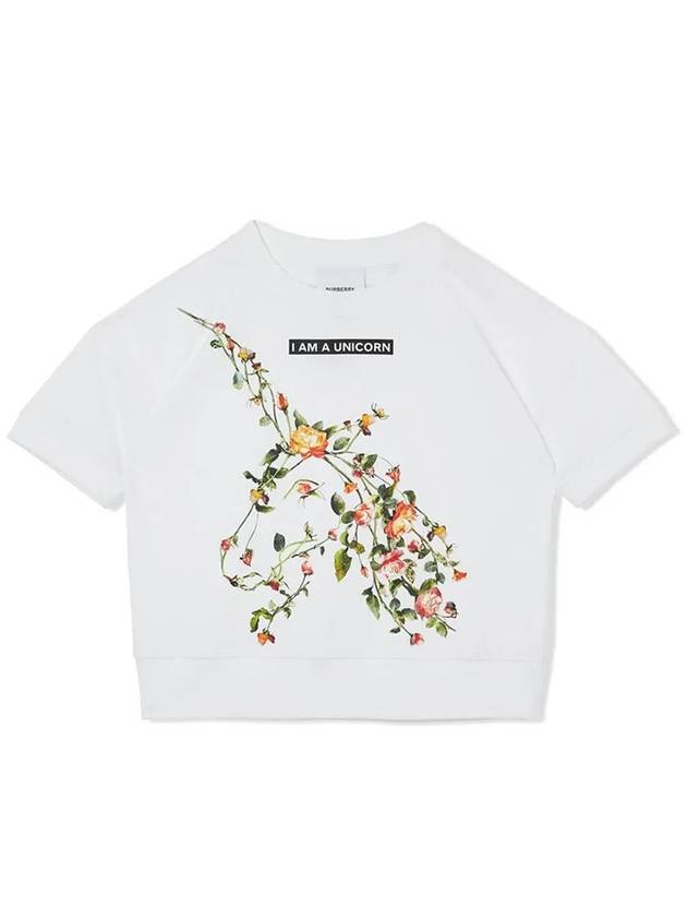 12th Anniversary Kids Unicorn Flower T Shirt White 8038442 - BURBERRY - BALAAN 2