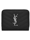 Matelasse Compact Zipper Leather Half Wallet Black - SAINT LAURENT - BALAAN 1