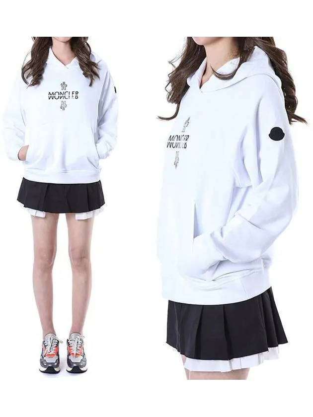 Logo Cotton Hoodie Optical White - MONCLER - BALAAN 2