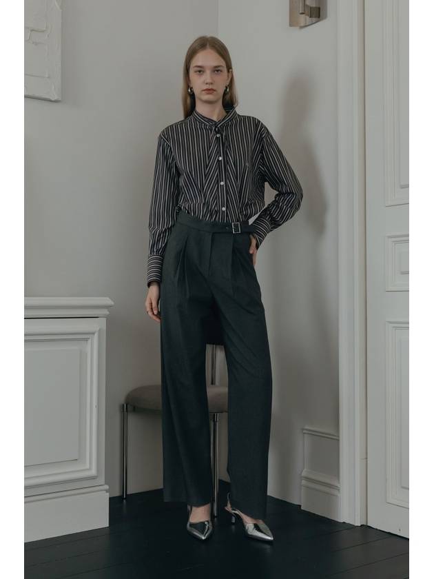 Double Tuck Wide Belt Slacks CHARCOAL - ILROZE - BALAAN 9