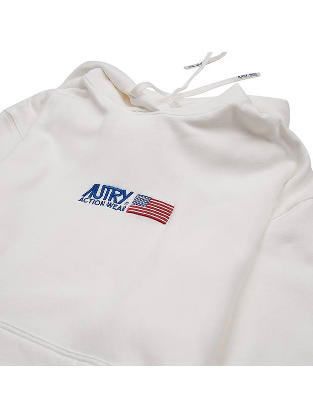 Embroidered Iconic Logo Cotton Hoodie White - AUTRY - BALAAN 4