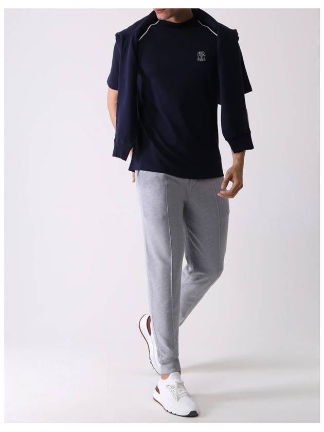 crew neck cotton short sleeve t-shirt navy - BRUNELLO CUCINELLI - BALAAN.