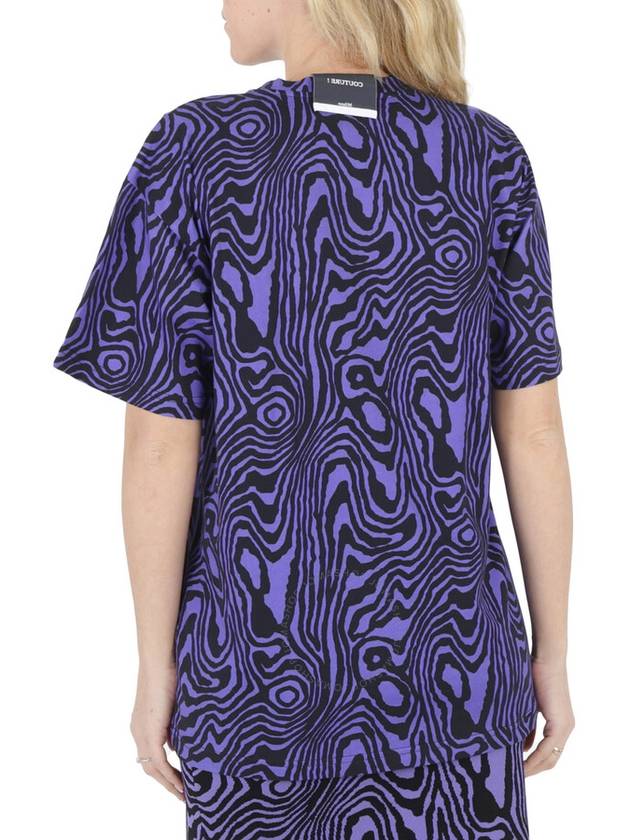 Moschino Purple Oversized Moire Effect Zebra-Print Cotton T-Shirt, Size XX-Small - MOSCHINO - BALAAN 3