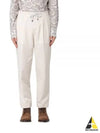 Drawstring Pleated Tapered Straight Pants White - BRUNELLO CUCINELLI - BALAAN 2