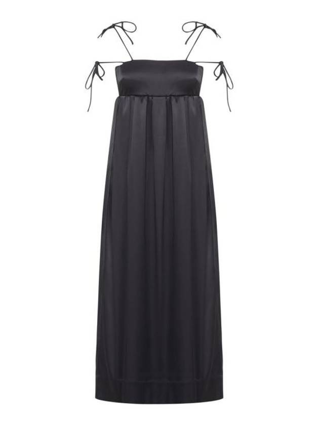 Double Satin String Long Dress Black - GANNI - BALAAN 1