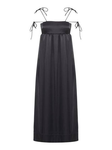 Double Satin String Long Dress Black - GANNI - BALAAN 1