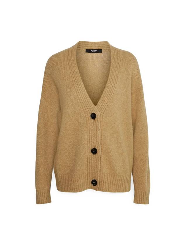 Magno Alpaca Cotton V-Neck Cardigan Camel - WEEKEND MAX MARA - BALAAN 1