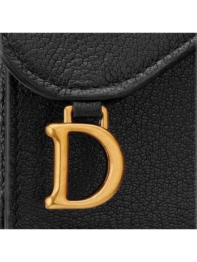 Saddle Bloom Goatskin Flap Card Wallet Black - DIOR - BALAAN 6