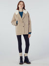 Women's Knit Collar Bag Zip-up Hand Single Coat Beige - REAL ME ANOTHER ME - BALAAN 5