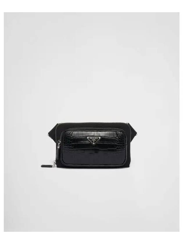 Re-Nylon Crocodile Leather Shoulder Bag Black - PRADA - BALAAN 2