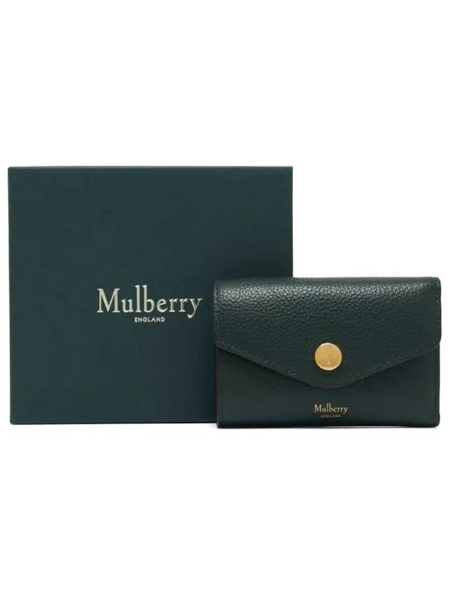 Folded Grain Leather Multi Card Wallet Green - MULBERRY - BALAAN 4