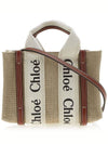 Woody Linen Canvas Calfskin Tote Bag White Brown - CHLOE - BALAAN 4