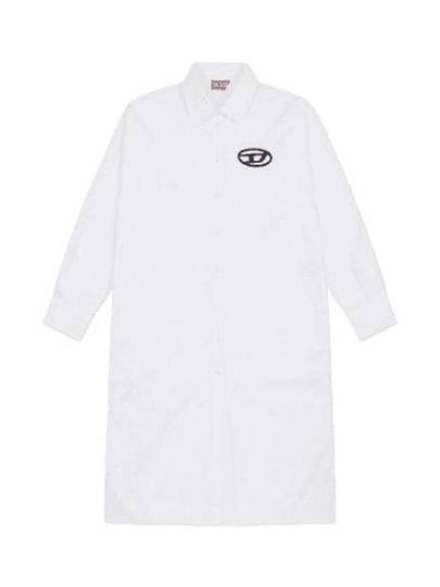 Rune D logo Embroidery Shirt Midi Dress White - DIESEL - BALAAN 2