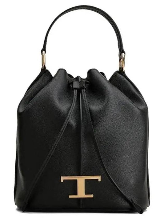 Timeless Logo Leather Small Bucket Bag Black - TOD'S - BALAAN 2