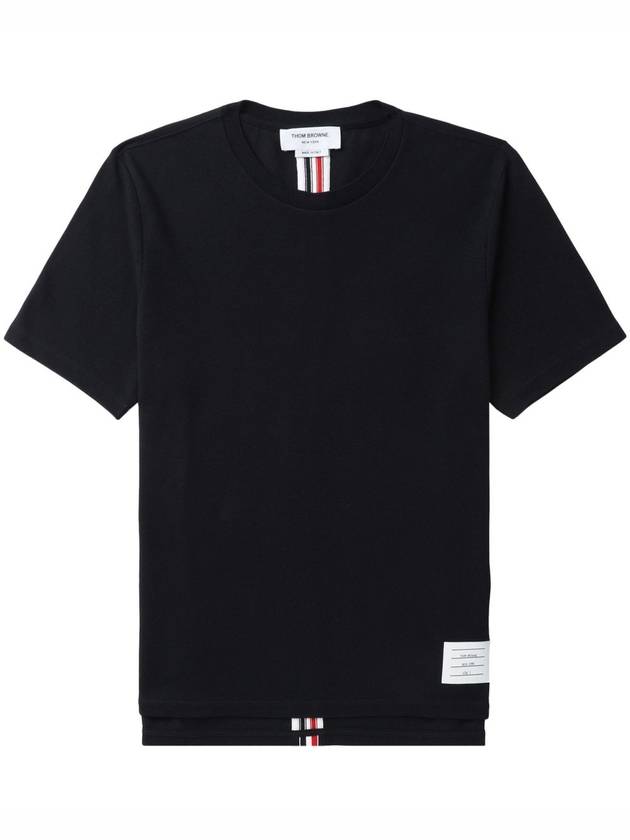 Men's Center Back Striped Short Sleeve T-Shirt Navy - THOM BROWNE - BALAAN 3