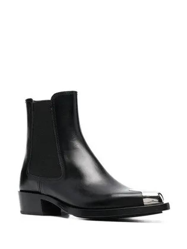 Metal Toe Cap Middle Boots Black - ALEXANDER MCQUEEN - BALAAN.