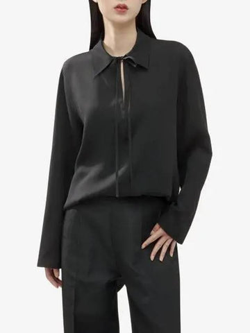 Malone Silk Shirt Black 7498W2583BLK - THE ROW - BALAAN 1