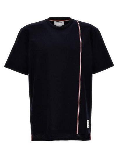 RWB Stripe Cotton Short Sleeve T-shirt Navy - THOM BROWNE - BALAAN 2