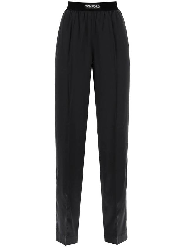 Women's Stretch Silk Straight Pants Black - TOM FORD - BALAAN 2