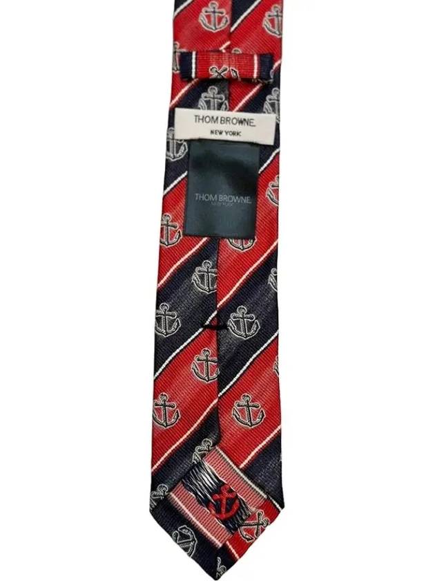 Anchor Stripe Silk Tie Black Red - THOM BROWNE - BALAAN 5