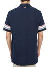 Men's RWB Stripe Cotton Polo Shirt Navy - THOM BROWNE - BALAAN 7