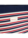 Logo Patch Striped Jacquard Tote Bag Navy - MARNI - BALAAN 8