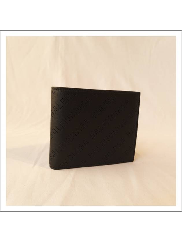 Logo Perforated Square Bicycle Wallet Black - BALENCIAGA - BALAAN.