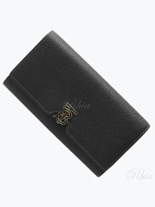 TB Logo Grainy Leather Continental Long Wallet Black - BURBERRY - BALAAN 2