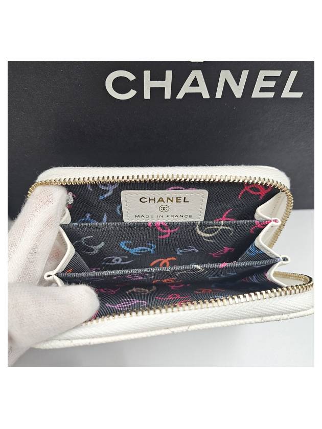 Zipper coin purse card wallet white gold AP0216 - CHANEL - BALAAN 3