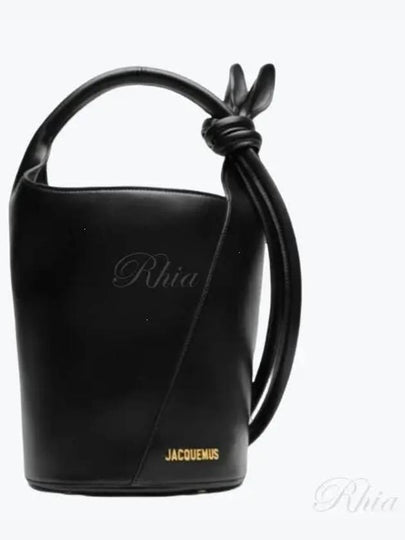 Le Petit Tourni Mini Knotted Leather Bucket Bag Black - JACQUEMUS - BALAAN 2