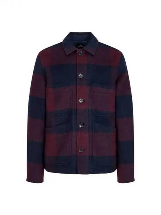 PS Check Wool Blend Chore Jacket Navy 271889 - PAUL SMITH - BALAAN 1