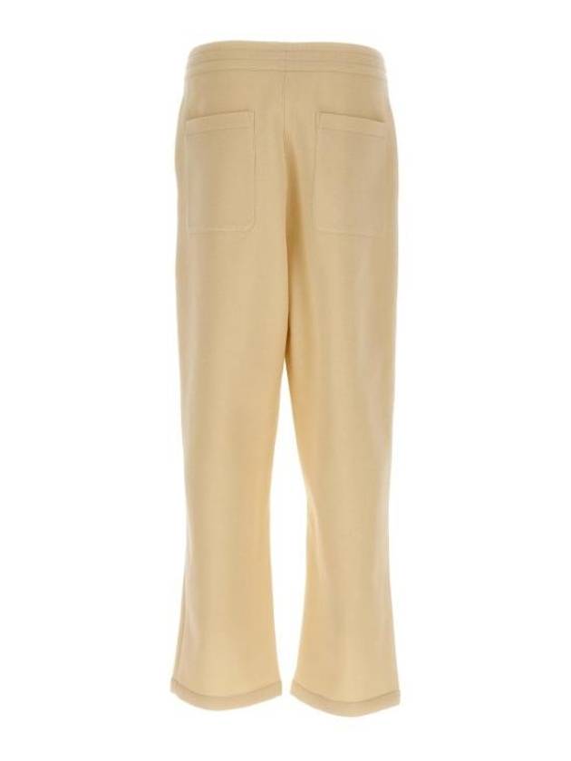 Elastic Waist Viscose Wool Straight Pants Ivory - AMI - BALAAN 3