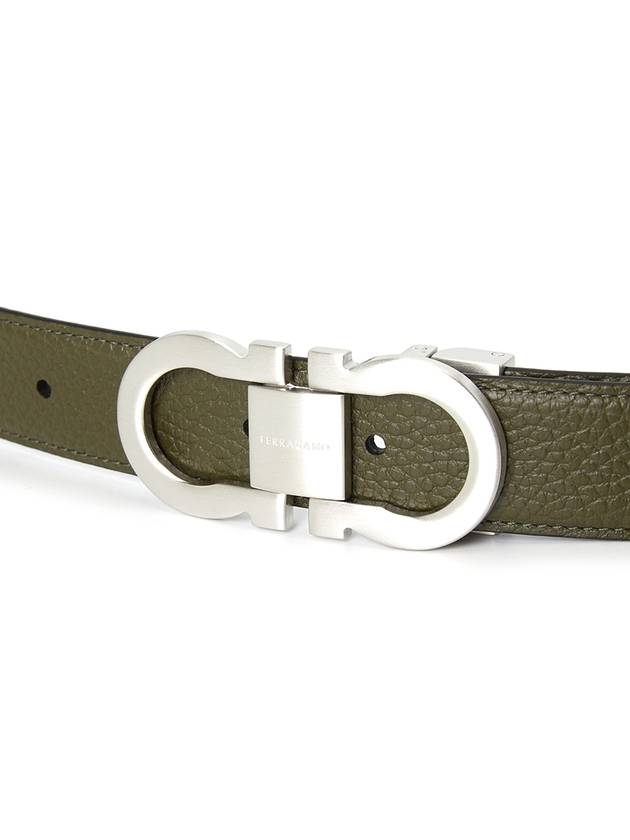 Gancini Reversible Leather Belt Olive - SALVATORE FERRAGAMO - BALAAN 7