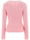 Embroidered Logo Pony Cable Knit Top Pink - POLO RALPH LAUREN - BALAAN 4