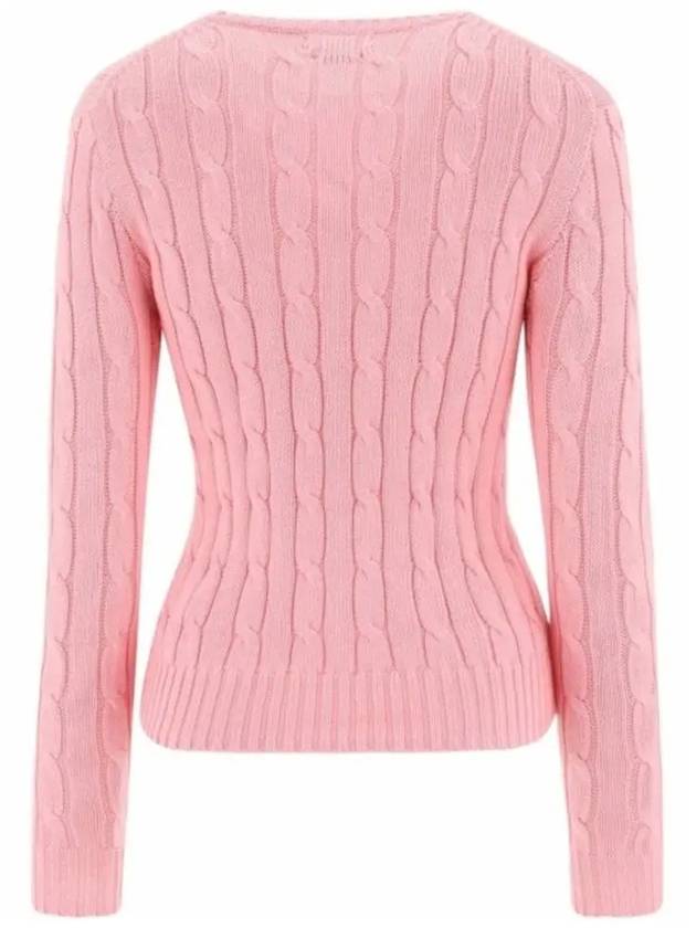 Embroidered Logo Pony Cable Knit Top Pink - POLO RALPH LAUREN - BALAAN 4